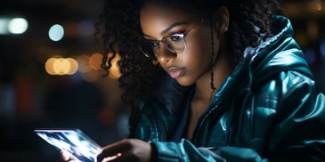 a person looking at a tablet