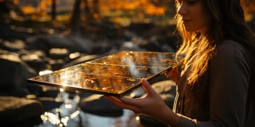 a person holding a solar panel