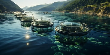 a group of round structures in the water