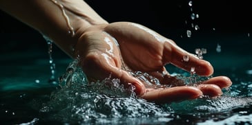 a hand reaching out to water
