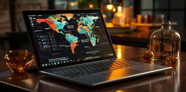 a laptop with a map on the screen