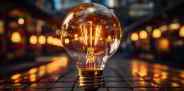 a light bulb on a tile surface