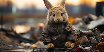 a rabbit wearing a jacket