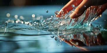 a hand touching water