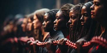 a group of women holding a rope