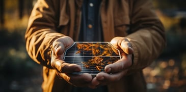 a person holding a solar panel