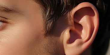 close up of a person's ear