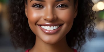a close up of a person smiling