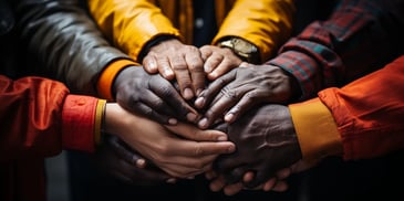 a group of hands on top of each other