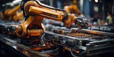a robotic arm holding a piece of metal