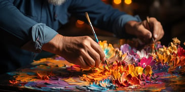 a person painting a flower