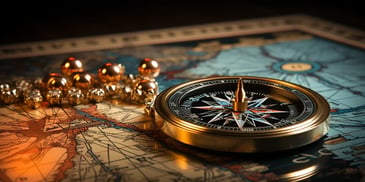 a compass on a map