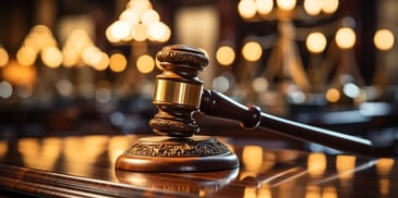 a gavel on a wooden surface