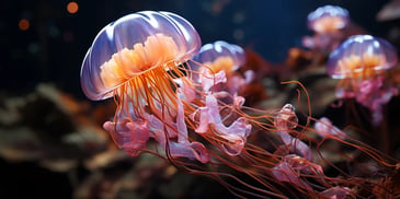 a jellyfish with orange tentacles