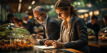 a person and person looking at a tablet