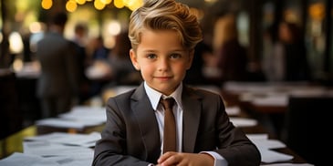 a child in a suit