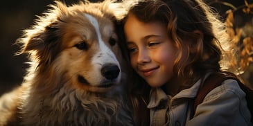 a child and a dog