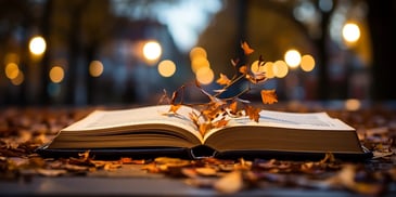 a book with leaves on it