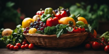 a basket of vegetables and fruits