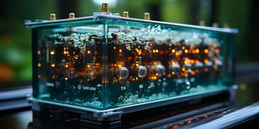 a glass box with lights and bubbles