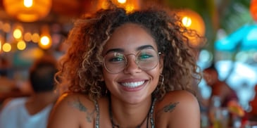 a person smiling at camera