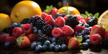 a pile of fruit on a table