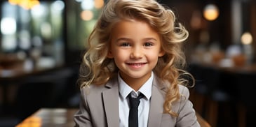 a child in a suit and tie