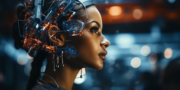 a person with a futuristic head piece