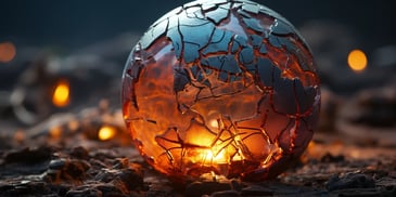 a glowing sphere with a crack in the middle