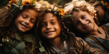 a group of children smiling