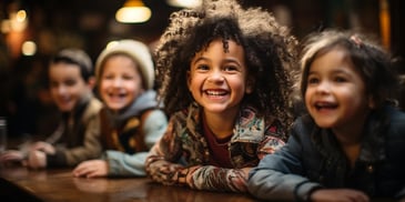 a group of children smiling