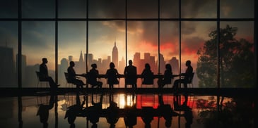 a group of people sitting at a table