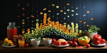 a table with fruits and vegetables