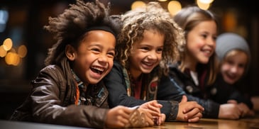 a group of children laughing