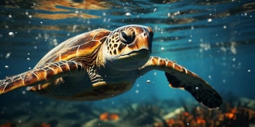 a turtle swimming in the water