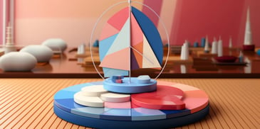 a colorful pie chart with a sailboat