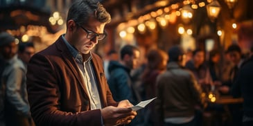 a person looking at a piece of paper