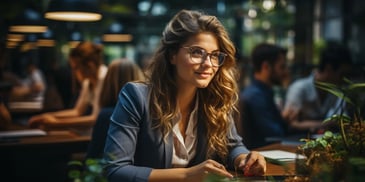 a person wearing glasses and a suit