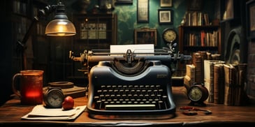 a typewriter on a desk