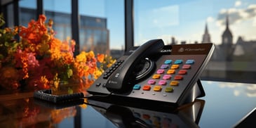 a telephone with colorful buttons on it