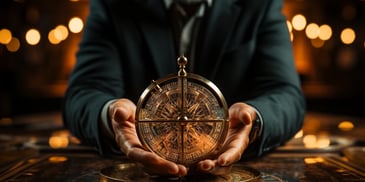 a person holding a compass