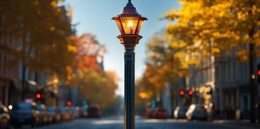 a lamp post on a street