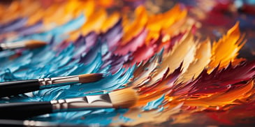 a close up of paint brushes