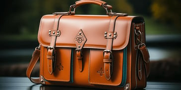 a brown leather briefcase with a handle