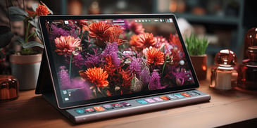 a computer screen with flowers on it