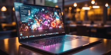 a laptop with colorful screenshot