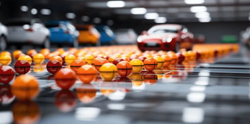 a group of balls lined up on a floor